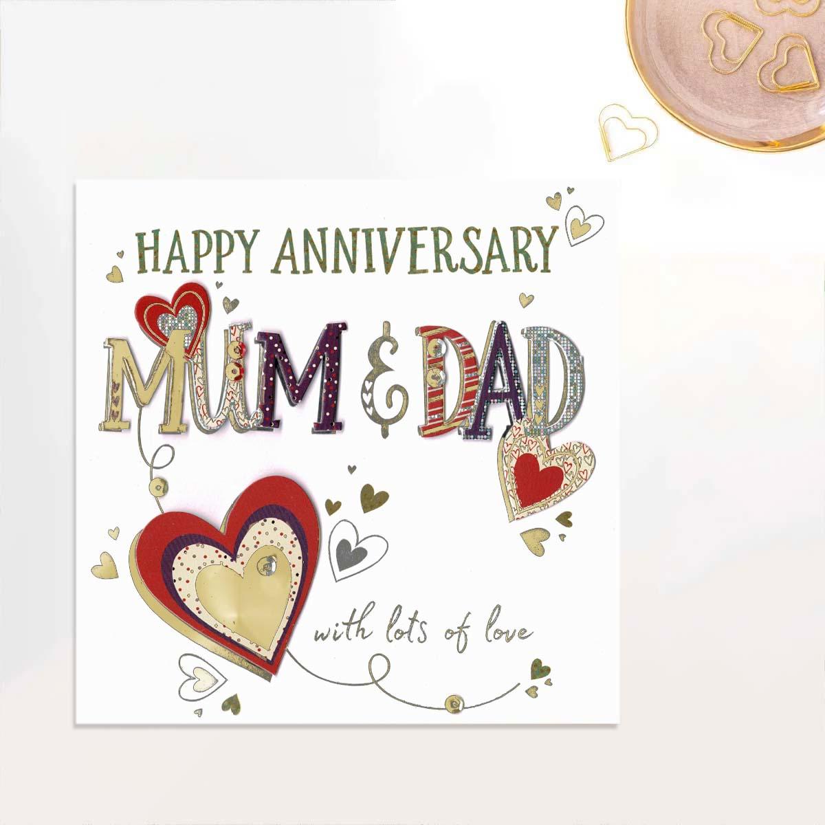 Mum And Dad Anniversary Card Shown In Full