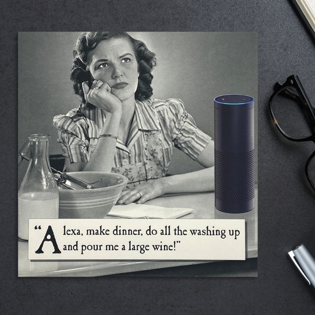 Alexa Themed Funny Greeting Card Displayed In Full