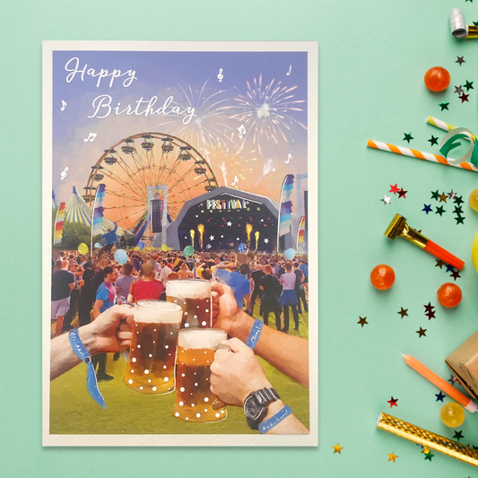 Festival Themed Birthday Card Displayed In Full