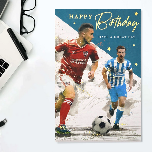 Football Themed Birthday Card Displayed In Full
