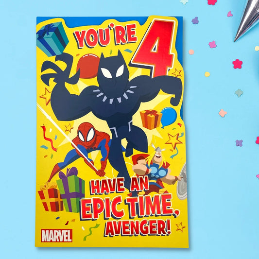 4th Birthday Card - Marvel Epic