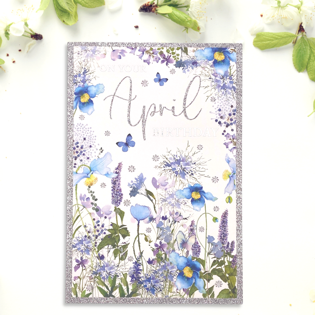 Pizazz April Month Birthday Card Displayed In Full