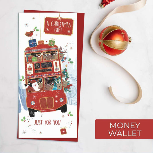 A Christmas Gift Red Bus Money Wallet Front Image