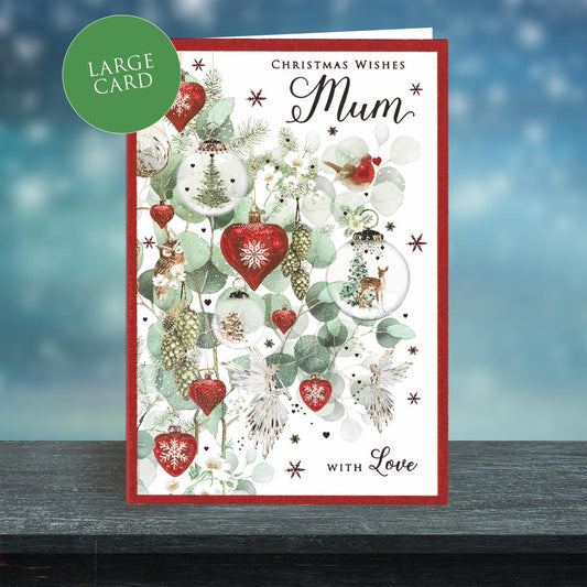 Mum Large Christmas Card Alongside Its Red Envelope