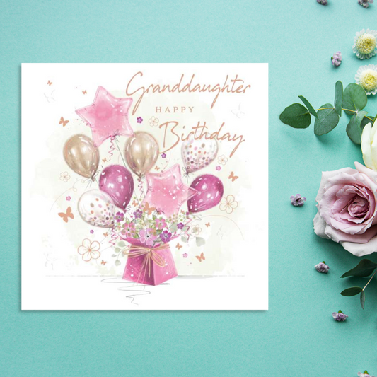 Granddaughter Birthday Card - Balloon Bouquet