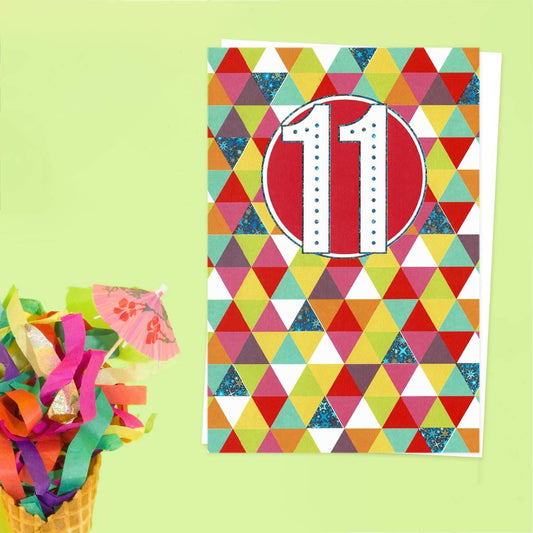 Eleven Today Multicolour Harlequin Card Front Image