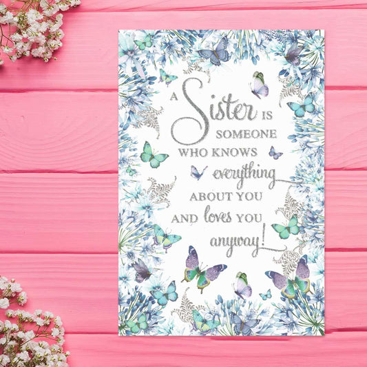 Pizazz Sentiment - Sister Birthday Card Front Image