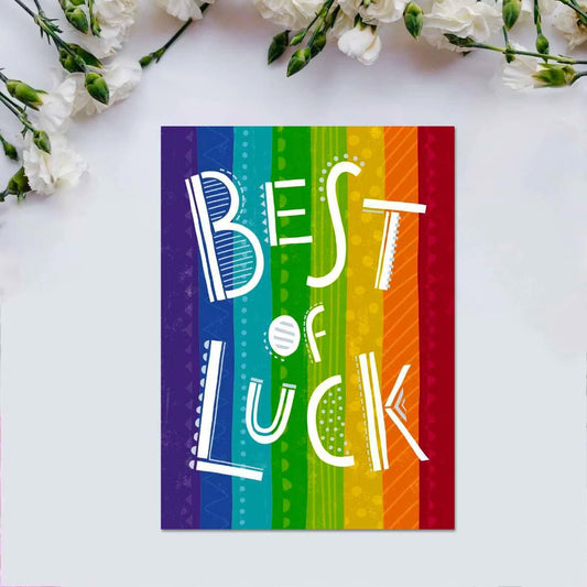 Best Of Luck Rainbow Stripes Card Front Image