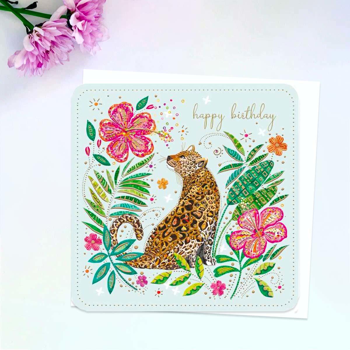 Murano -Birthday Leopard Card Front Image