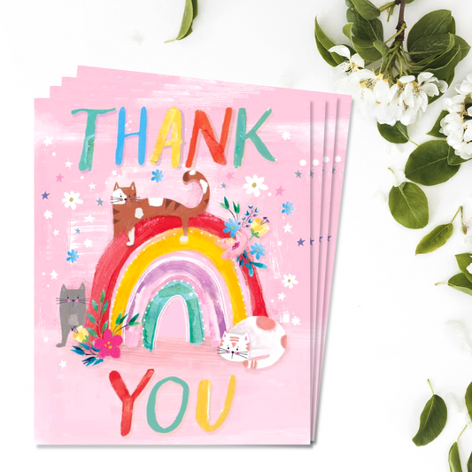 Notecards - Rainbow Cats - Pack of 4 - Thank You Front Image