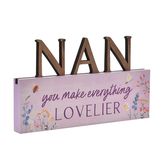 Nan Letter Mantel Plaque Displayed Side On