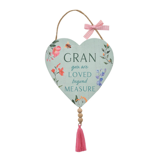 Gran Hanging Heart Plaque With Tassels Displayed Full Facing