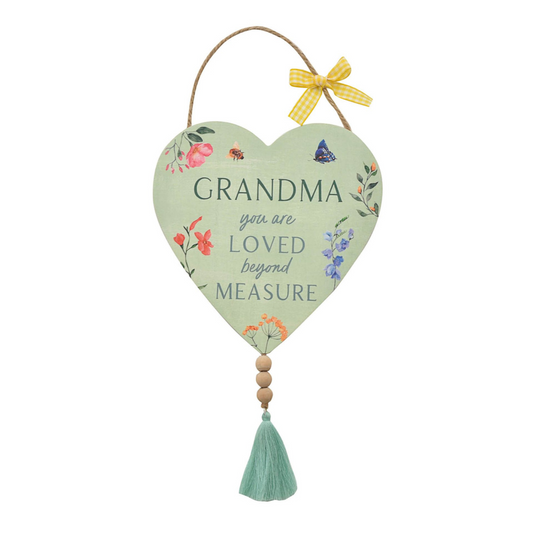 Grandma Hanging Heart Plaque With Tassel Displayed Forward Facing