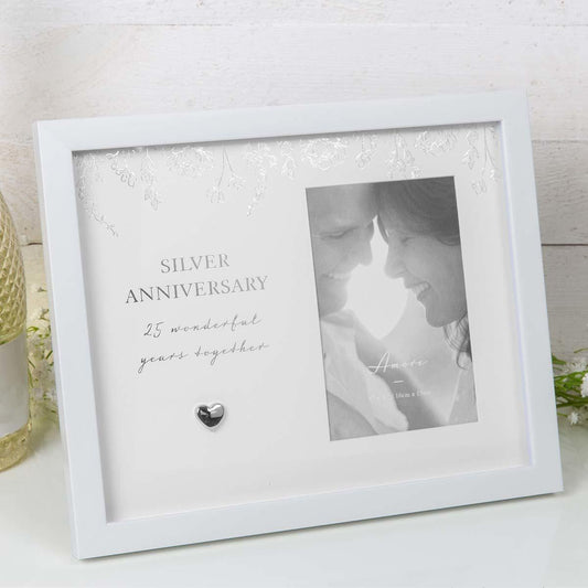 Silver Anniversary Picture Frame Displayed In Full