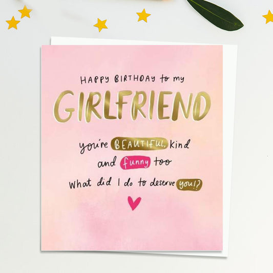 Girlfriend Beautiful, Kind And Funny Card Front Image