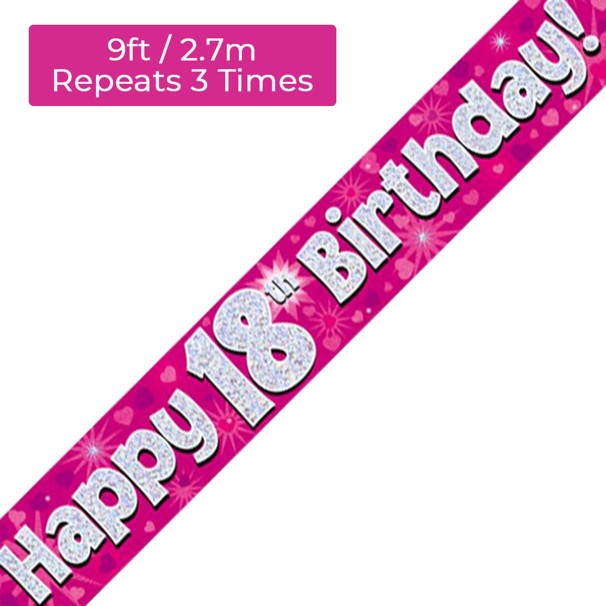 Age 18 Pink And Silver Birthday Banner Displayed