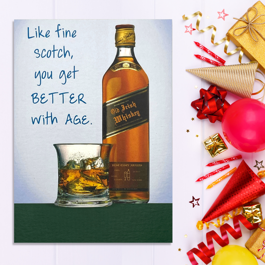 Fine Scotch Funny Birthday Card Displayed In Full