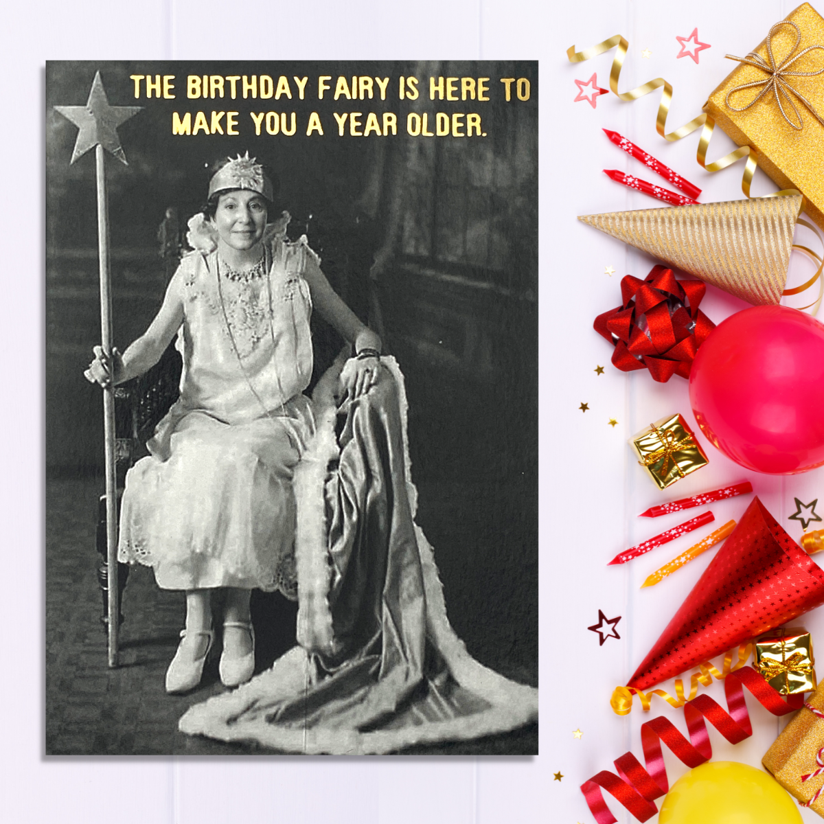 Birthday Fairy Themed Funny Greeting Card Shown In Full