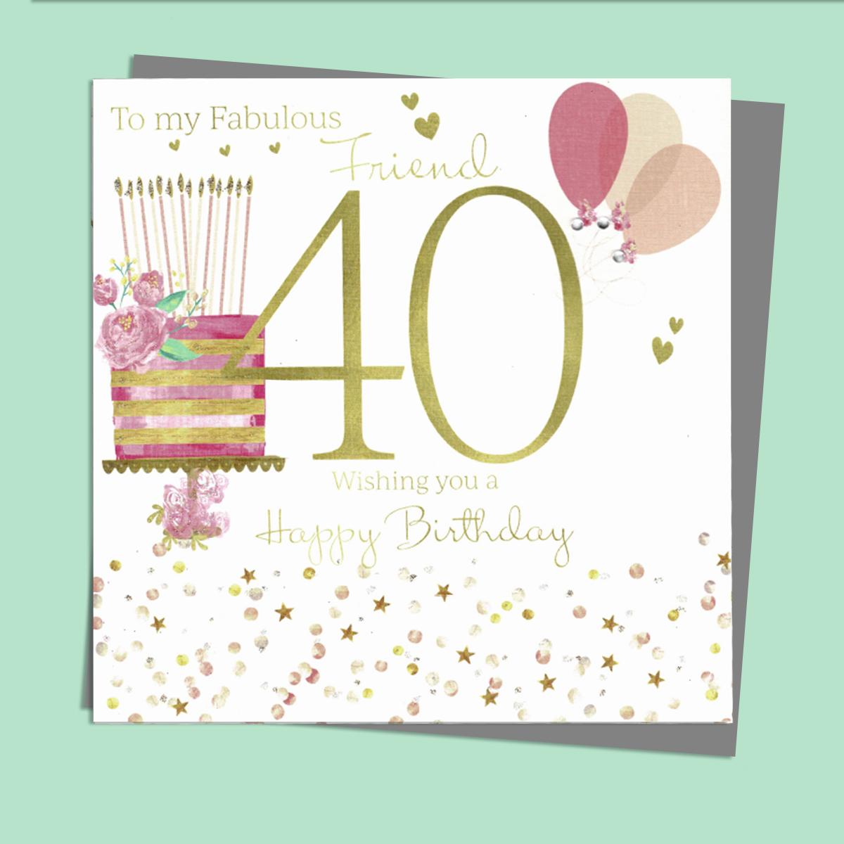Friend 40 Birthday Card Alongside Its Silver Envelope