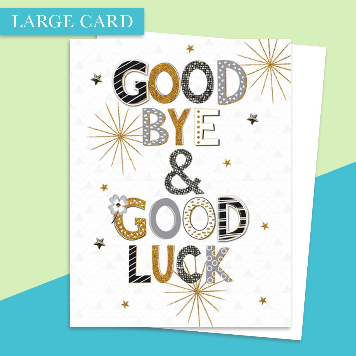 Good Bye & Good Luck Large Card Alongside Its White Envelope