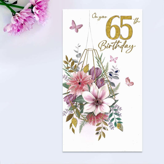 Champagne - On Your 65th Birthday Decoupage Card Front Image