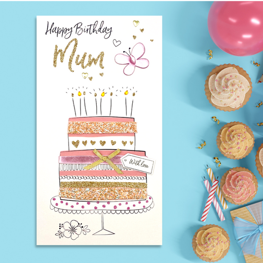 Mum - Decoupage - Champagne - Birthday Card Front Image