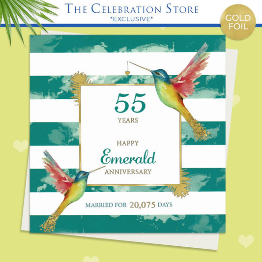 Emerald Anniversary Hummingbird Card Full Image