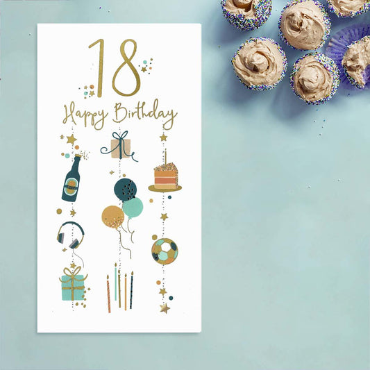 Simply Precious - 18 Happy Birthday Beer Card Front Image