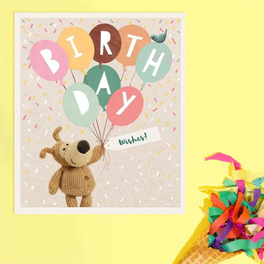 Boofle Bear Birthday Card -  Bunch of Balloons
