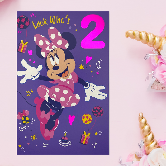 Disney Minnie Mouse - Look Who's 2 Birthday Card Front Image