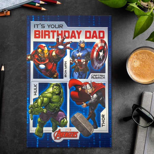 Dad- Marvel Avengers It's Your Birthday Card Front Image