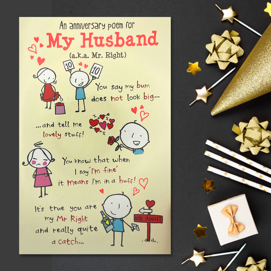 My Husband - Anniversary Poem - Fiddlesticks Card Front Image