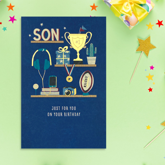 Son Birthday - Thinking Of You No. 1 Trophy Front Image