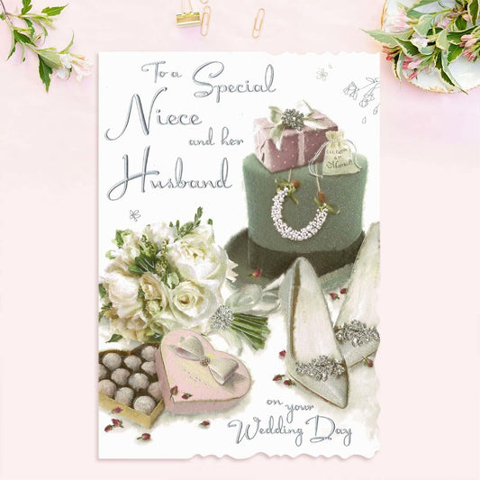 Velvet -  Niece And Her Husband Wedding Day Card Front Image