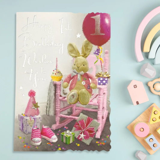 1st Birthday Card - Velvet Girl Sparkle