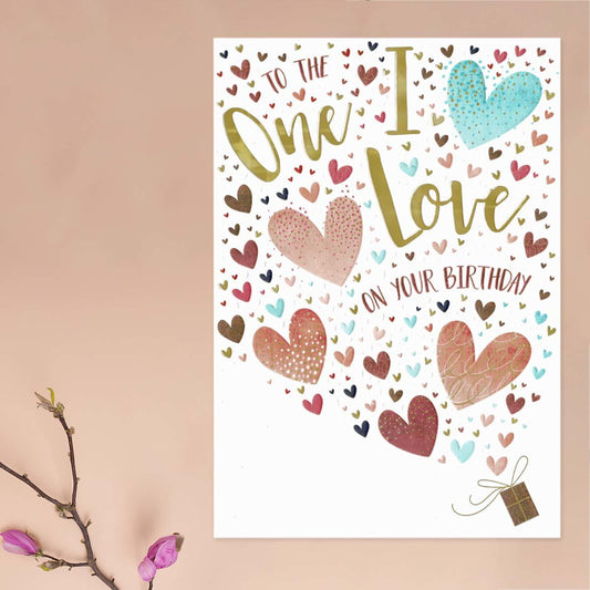One I Love Birthday Hearts Card Front Image