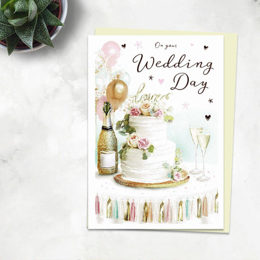 Wedding Day Greeting Card Alongside Its Ivory Envelope
