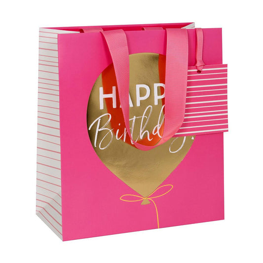 Gift Bag - Medium Birthday Balloon Pink Front Image