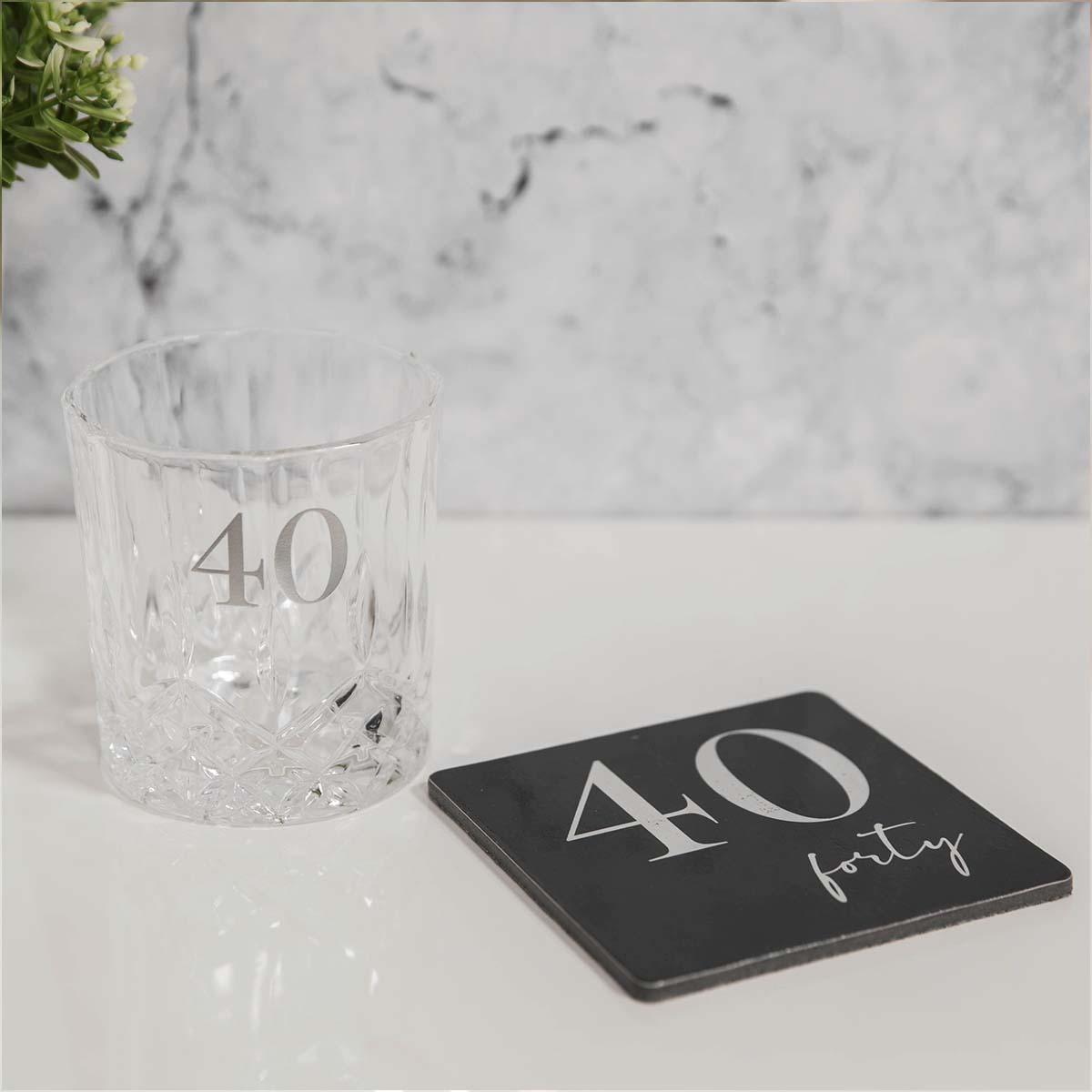 Age 40 Whisky And Coaster Set Displayed In Its Presentation Box