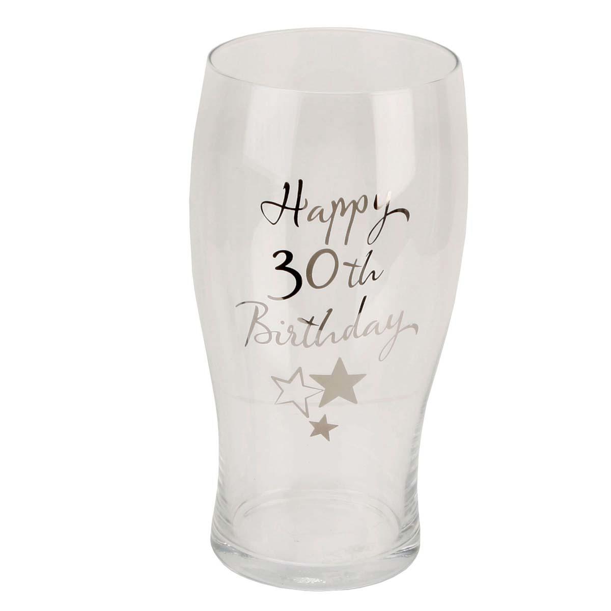 30th Pint Glass Displayed In Full