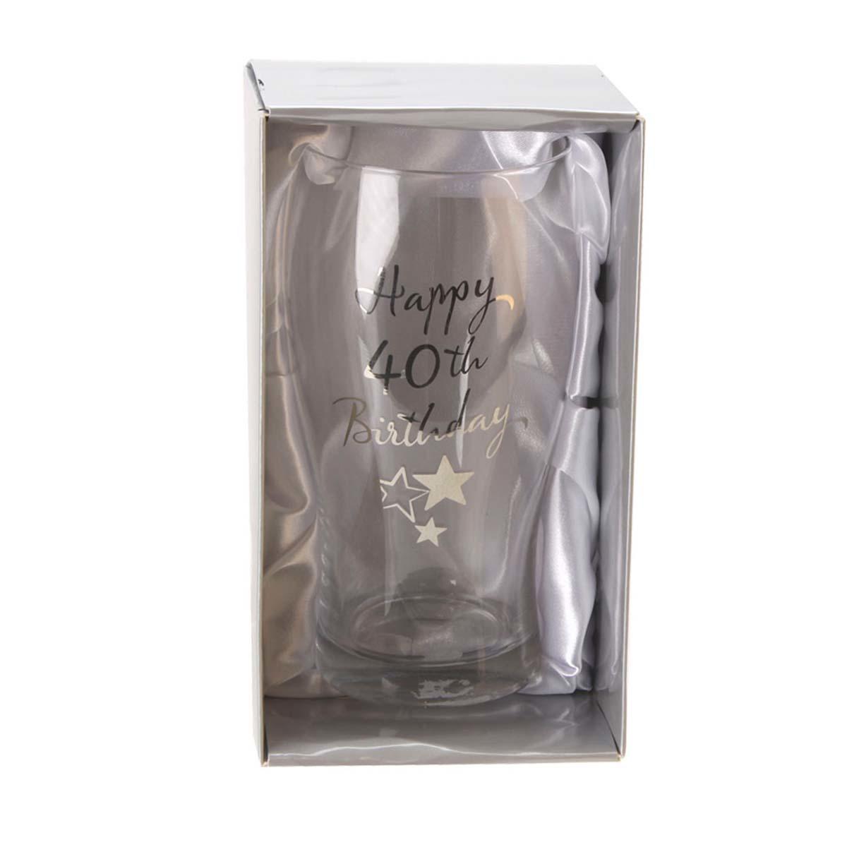 Age 40 Pint Glass Displayed In Gift Box