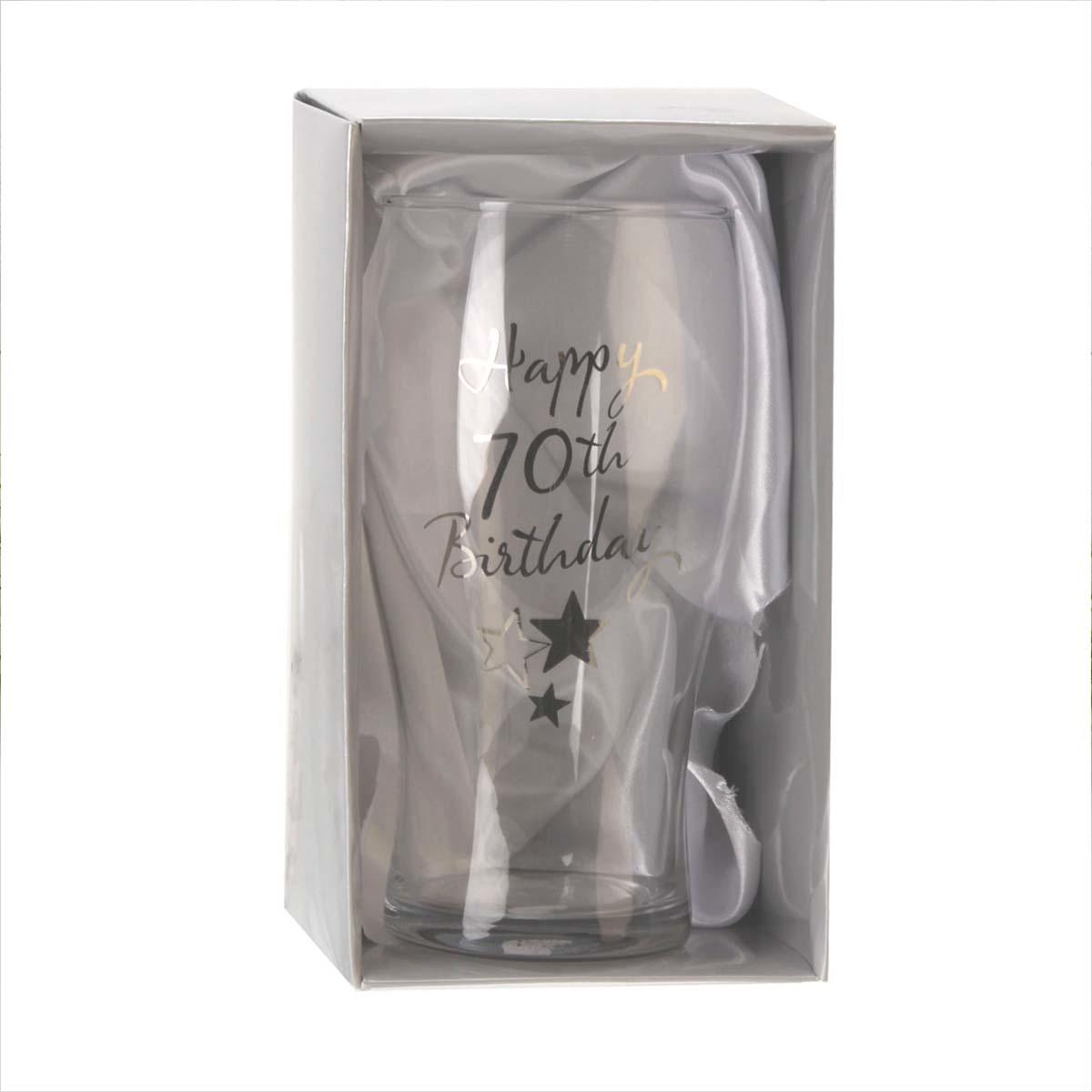 Age 70 Pint Glass Displayed In Gift Box