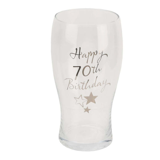 Age 70 Pint Glass Displayed In Full