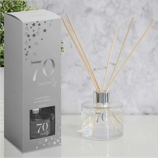 Age 70 Reed Diffuser Displayed Alongside It's Presentation Box