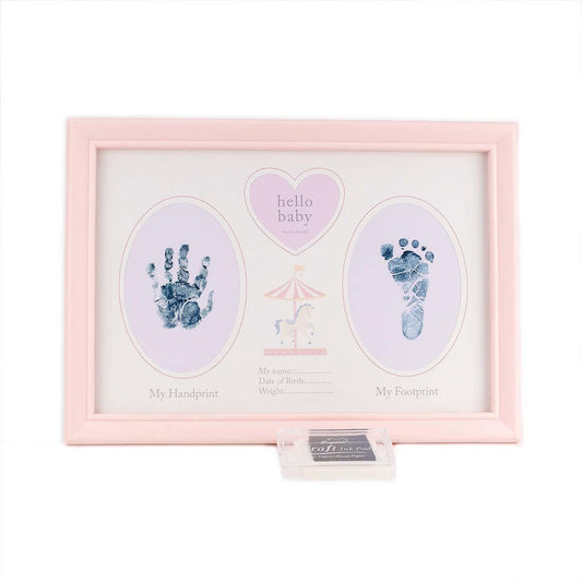 Baby Girl Handprint And Footprint Picture Frame Displayed In Full