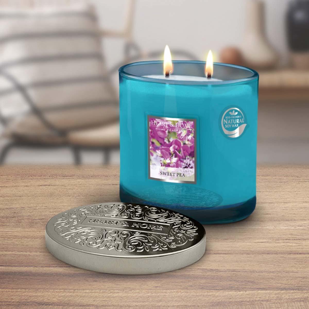 Sweet Pea Candle Displayed With Lid Off