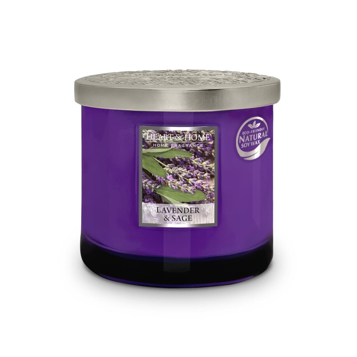 Heart & Home Twin Wick Soy Wax Candle - Lavender & Sage Fragrance