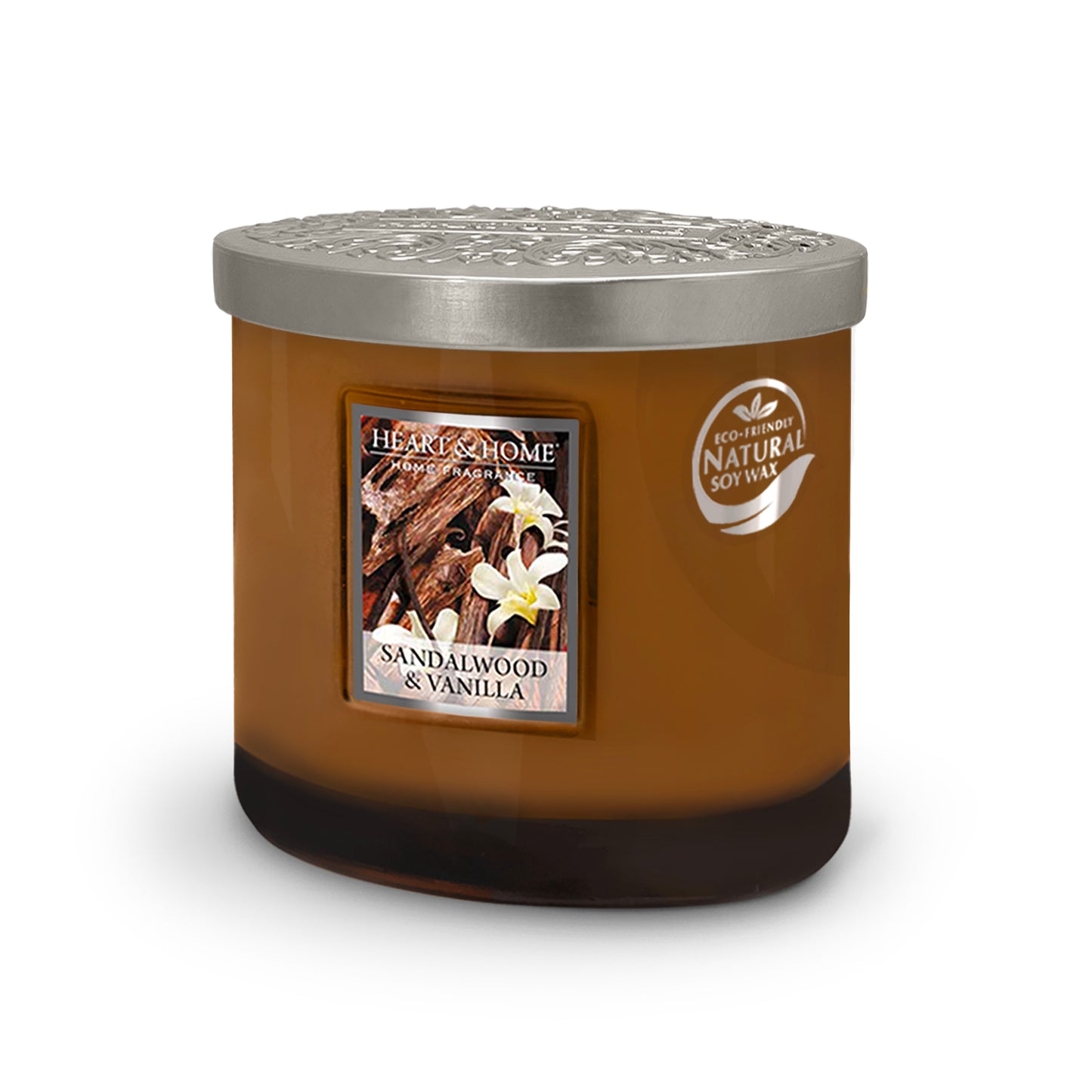 Heart & Home Twin Wick Soy Wax Candle - Sandalwood & Vanilla Fragrance