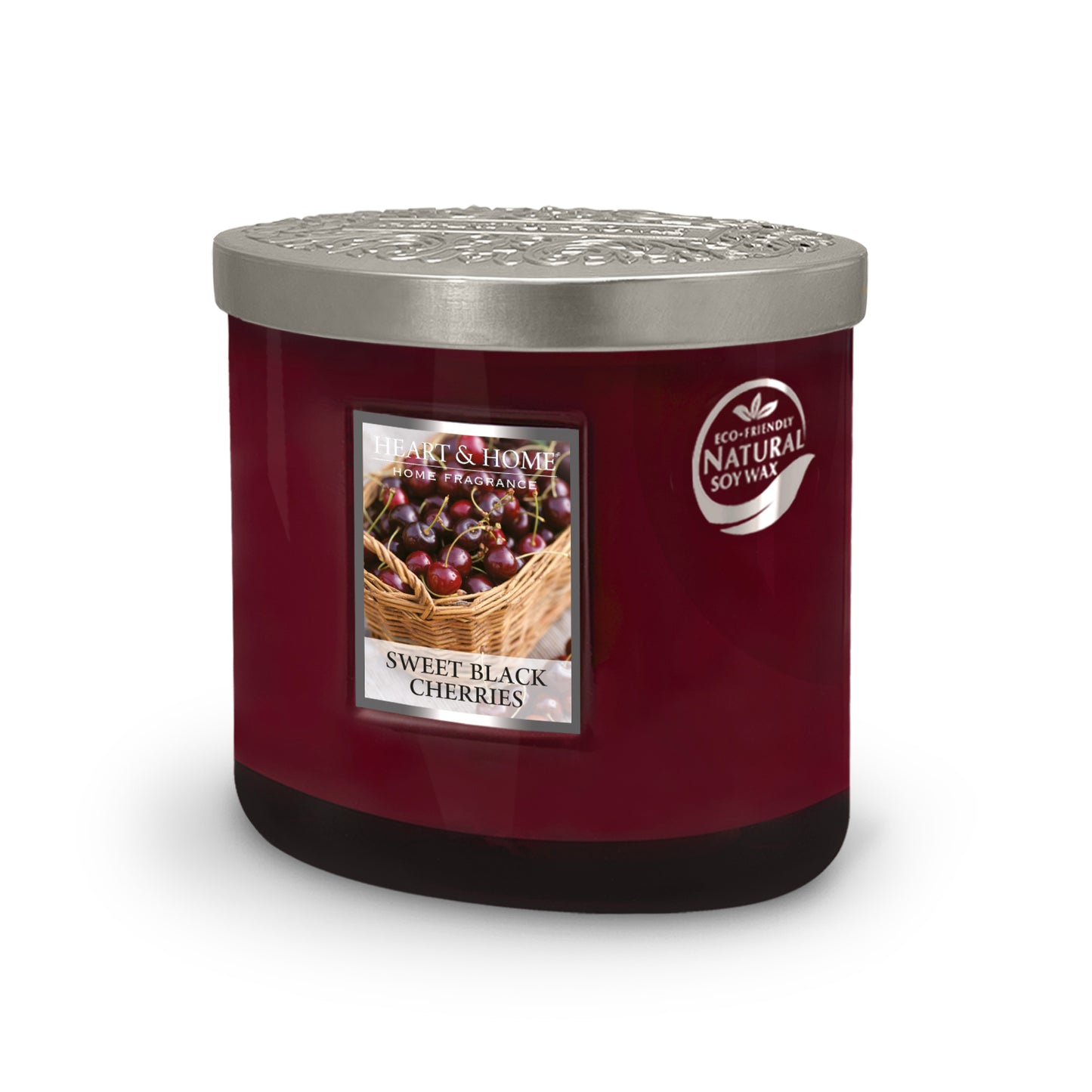 Heart & Home Twin Wick Soy Wax Candle - Sweet Black Cherries Fragrance