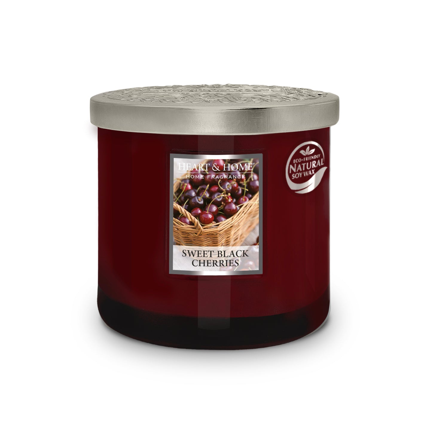 Heart & Home Twin Wick Soy Wax Candle - Sweet Black Cherries Fragrance